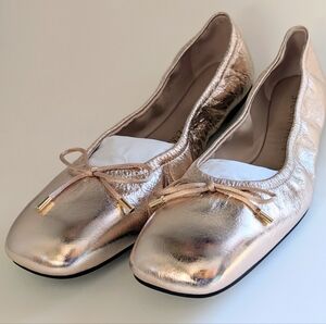 NWT - Stuart Weitzman - Bardot Metallic Rose Gold Flats - Size 8.5